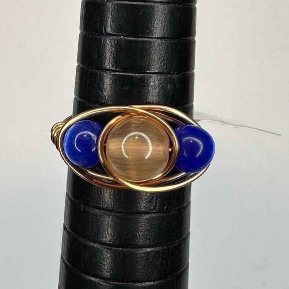 Cat eye ring copper wire wrap handmade - Picture 1 of 4